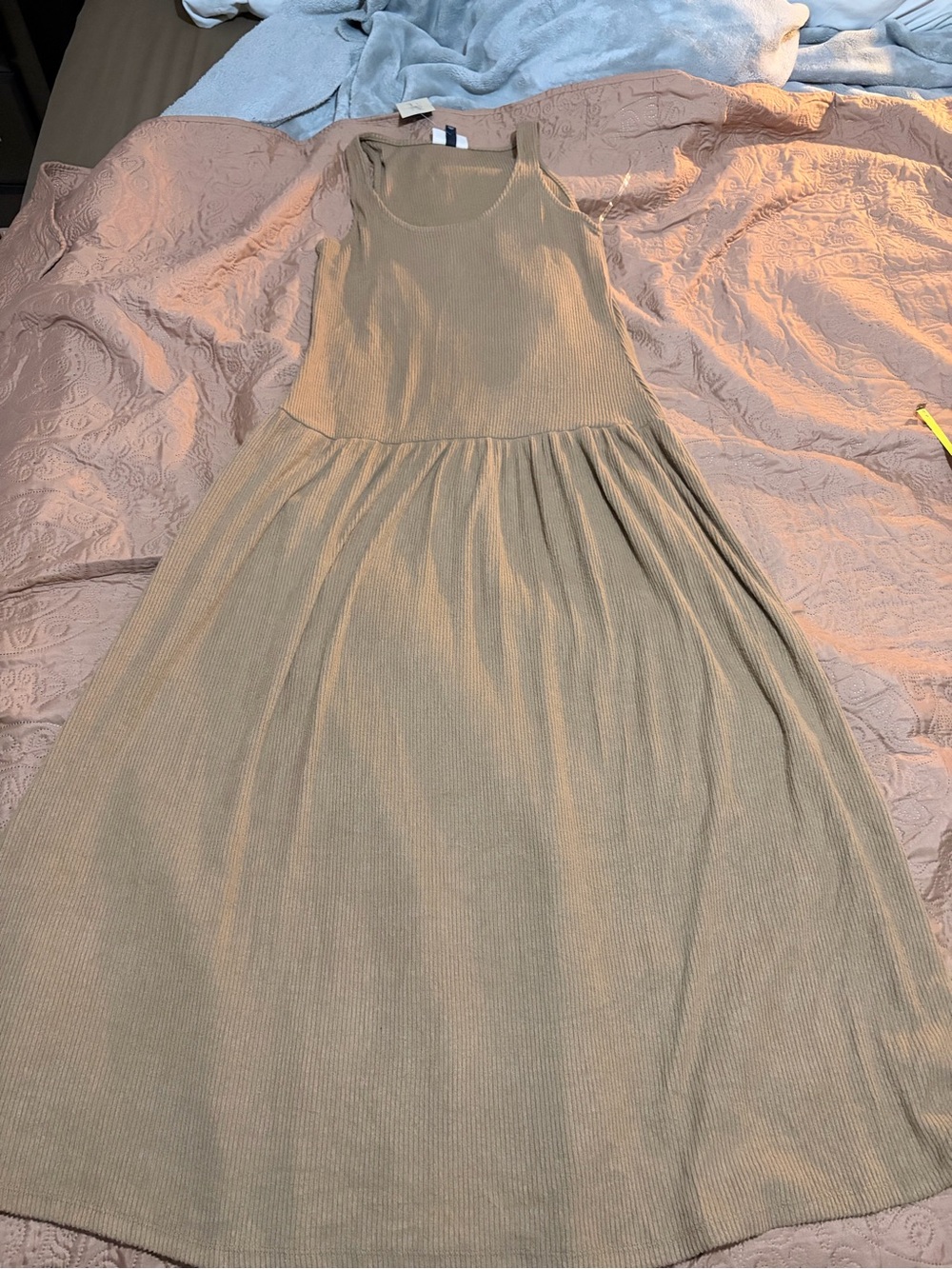 Universal Thread Sleeveless Ribbed Maxi Dress in Beige Taupe